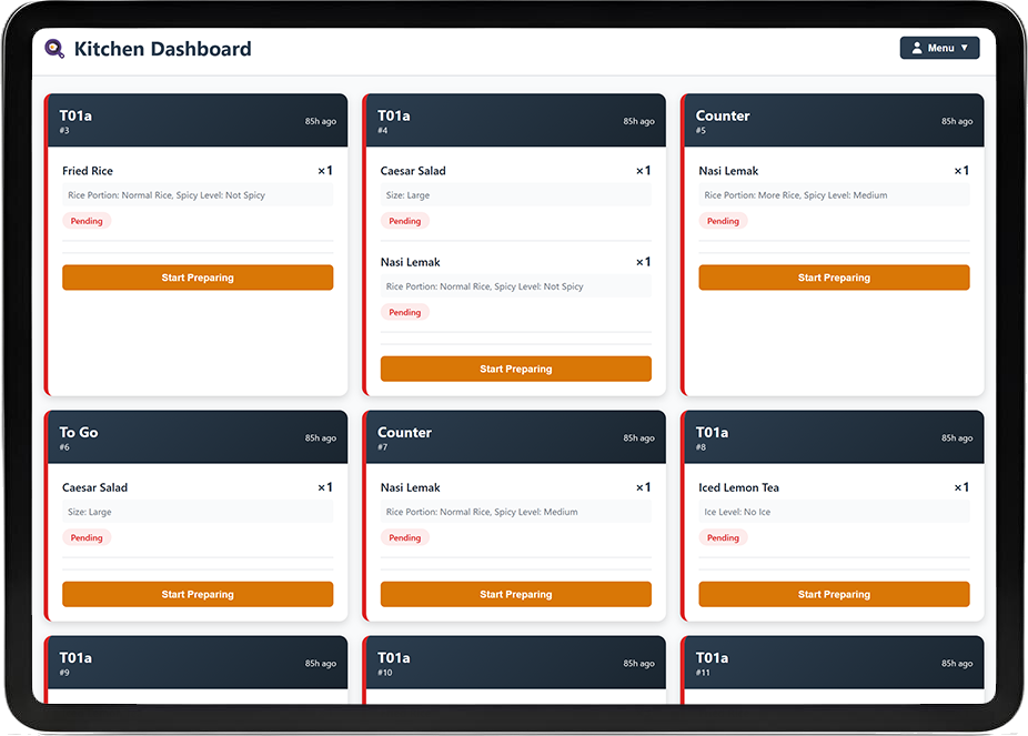 Kitchen Dashboard Screenshot